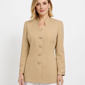 Stunning Moshita Beige Blazer Long Line Size 12 Jacket NWOT